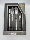Silver stainless steel hotel knife and fork set, including knife and fork, large and small spoons, black gift box, 24pieces set of fine products Application Scenario